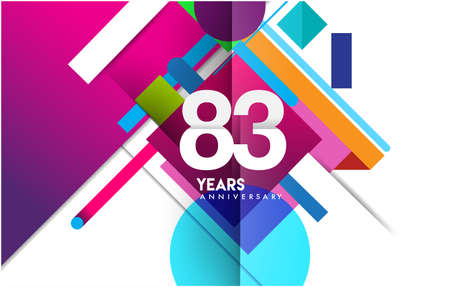 83rd years anniversary logo, vector design birthday celebration with colorful geometric isolated on white background.のイラスト素材
