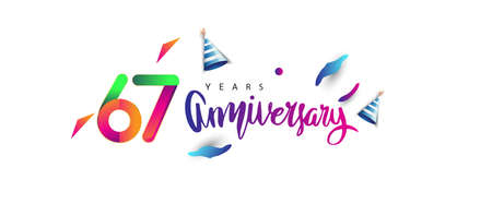 67th anniversary celebration logotype and anniversary calligraphy text colorful design, celebration...