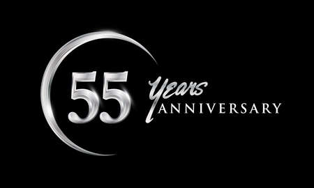 55th years anniversary celebration. Anniversary logo with silver ring elegant design isolated on...