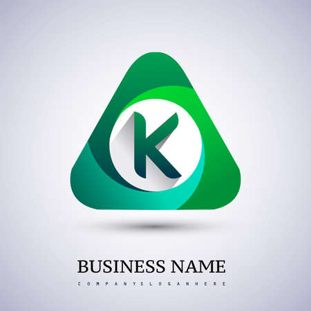 Logo K letter, green colored in the triangle shape, Vector design template elements for your Business or company identity.のイラスト素材