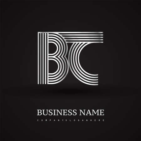 Letter BC linked logo design. Elegant silver colored symbol for your business or company identity.のイラスト素材