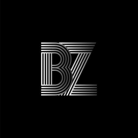 Initial letter logo BZ linked white colored, isolated in black background. Vector design template elements for company identity.のイラスト素材