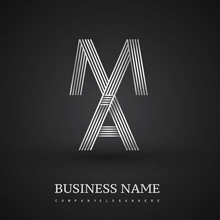 Letter MA linked logo design. Elegant silver colored symbol for your business or company identity.のイラスト素材
