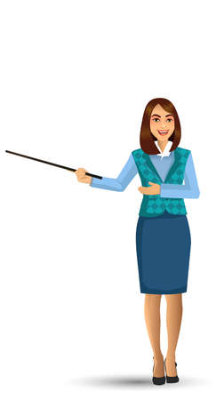 Teacher or lecturer in presentation poses, vector illustrationのイラスト素材