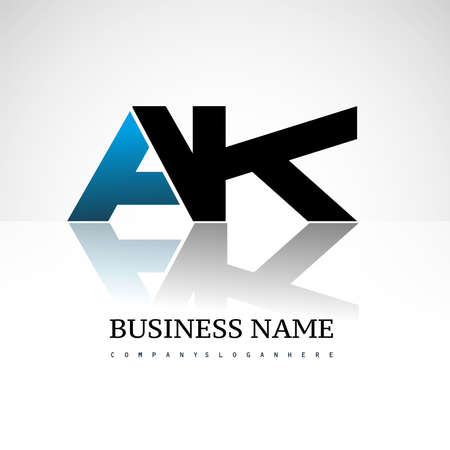 AK company linked letter logo icon blue and blackのイラスト素材
