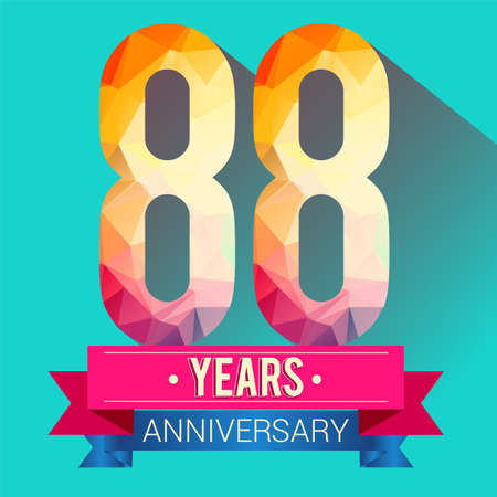 88 Years Anniversary logo. with colorful polygonal design elements.のイラスト素材