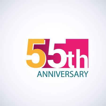 Template  55 anniversary, red colored vector design for birthday celebrationのイラスト素材