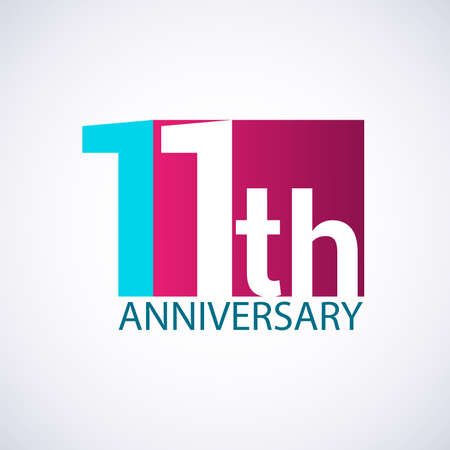Template  11 anniversary, red colored vector design for birthday celebrationのイラスト素材