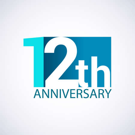 Template  12 anniversary blue colored vector design for birthday celebration.のイラスト素材