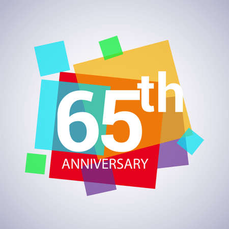 65th anniversary , vector design birthday celebration with colorful geometric isolated on white background.のイラスト素材
