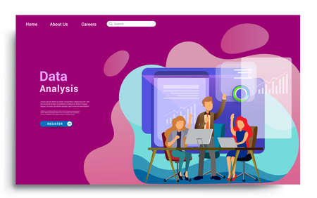 Social media marketing landing page template. Modern flat design concept of web page design for website and mobile website. Vector illustrationのイラスト素材