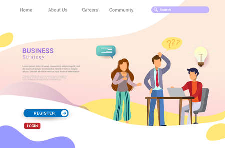 Illustration of Landing page template design of teamwork concept. Modern flat design concept of web page design for website and mobile website. Easily to edit and customize.のイラスト素材
