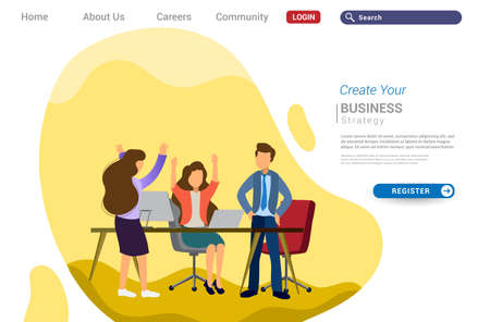 Design web templates for teamwork concept, business strategy, analytics and idea. Modern vector illustration concepts for website design ui/ux and business presentation. Vector illustrationのイラスト素材