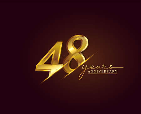 48 Years Anniversary Logo Golden Colored isolated on elegant background, vector design for greeting card and invitation cardのイラスト素材