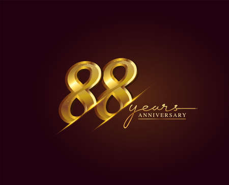 88 Years Anniversary Logo Golden Colored isolated on elegant background, vector design for greeting...