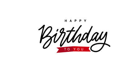 Happy Birthday lettering text banner, black color. Vector illustration.のイラスト素材