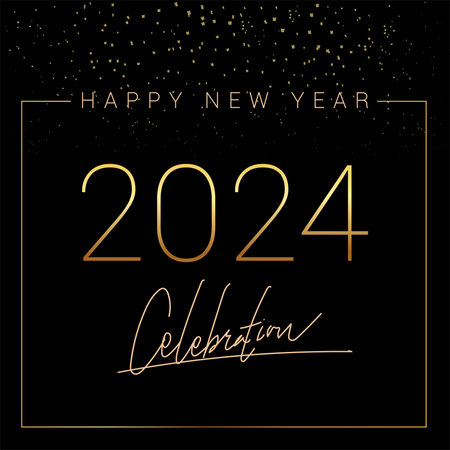 Happy New Year 2024 - New Year Shining background with gold and glitter.