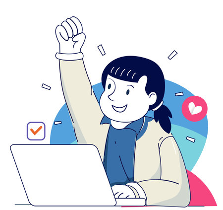 Business goal celebrating. Celebrating success and victory. Concept of win, achievement and luck. Winners rejoicing their triumph. Modern flat design illustrationのイラスト素材