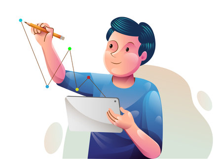 Digital marketing concept illustrations. Modern flat design illustration of Data Analysis.のイラスト素材