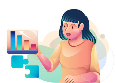 Digital marketing concept illustrations. Modern flat design illustration of Data Analysis.のイラスト素材