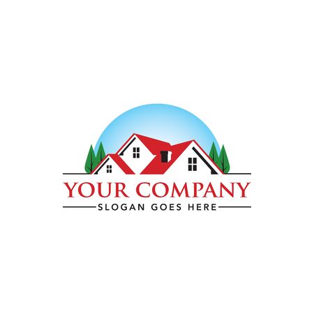 Real Estate Agent Realtor Roofing House Vector Logo Templateのイラスト素材
