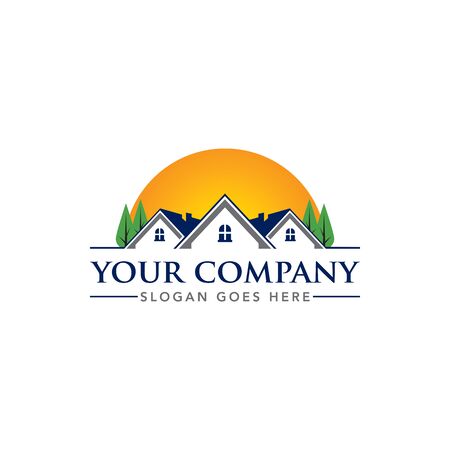 Real Estate Agent Realtor Roofing House Vector Logo Templateのイラスト素材