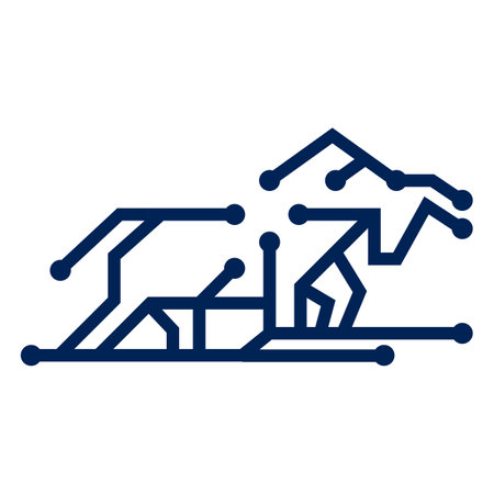 Bull icon and logo template in electronic circuit line art styleのイラスト素材