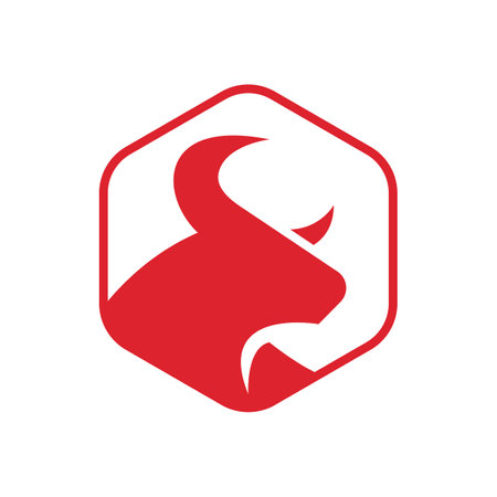 Bull icon and logo template in hexagon shapeのイラスト素材