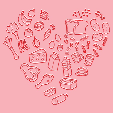 Healthy heart food vectorのイラスト素材