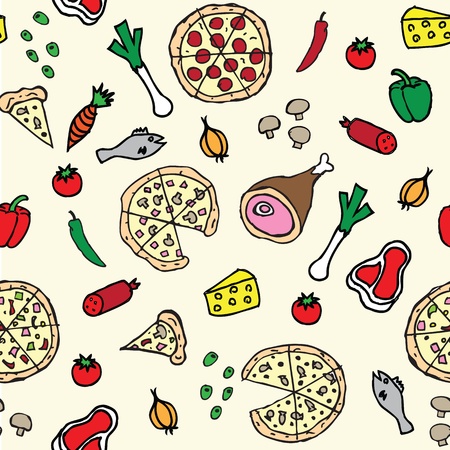 pizza illustration seamless patternのイラスト素材