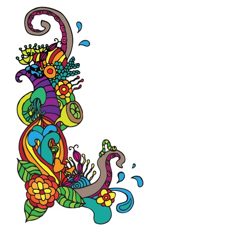 flower ornament doodle cornerのイラスト素材