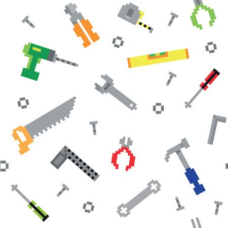 Seamless retro pixel game construction toolsのイラスト素材