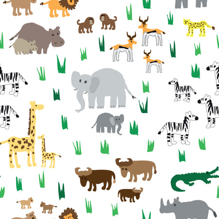 Seamless african animals patternのイラスト素材