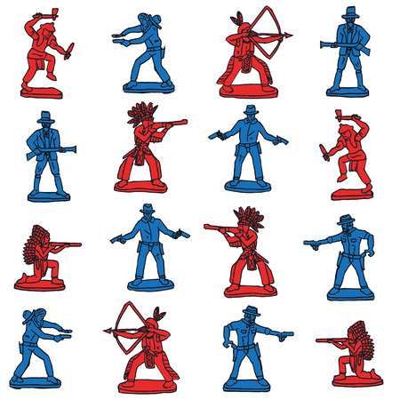 Seamless retro cowboy indian toys patternのイラスト素材