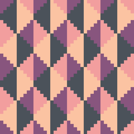 Seamless abstract geomatric pixel pink diamond patternのイラスト素材