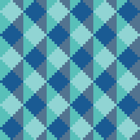 Seamless abstract geomatric pixel blue diamond patternのイラスト素材