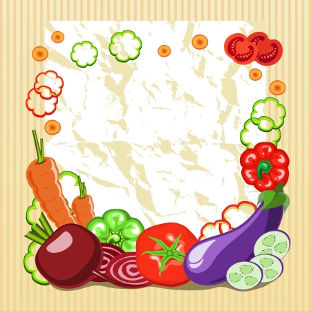 frame of vegetables with a piece of paperのイラスト素材