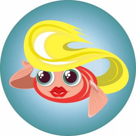 illustration of a cute blonde little fish in a circleのイラスト素材
