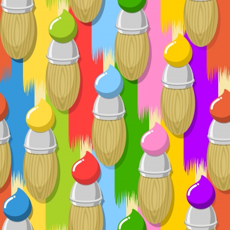 seamless pattern of colorful brushes with traces of paintのイラスト素材