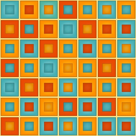 Seamless pattern of multicolored squares in retro colors のイラスト素材