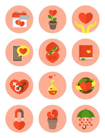 Set of various flat round love symbolsのイラスト素材