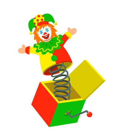 Jack in a box toy. Vector cartoon illustrationのイラスト素材