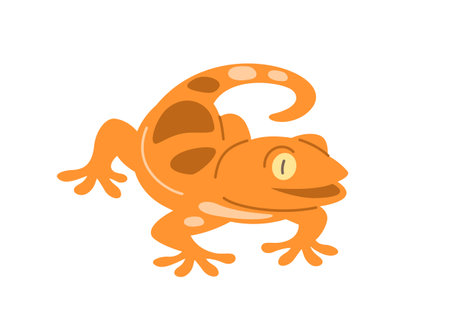 Gecko reptile pet doodle hand drawn character. Cute smiling exotic lizard in linear cartoon style. Editable stroke illustrationのイラスト素材