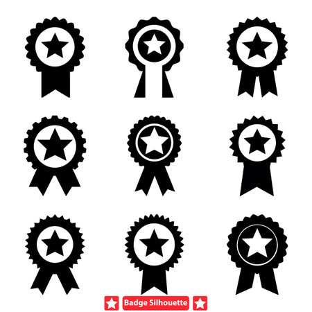Badge Shape Silhouettes Versatile Elements for Labels, Stamps &amp; Moreのイラスト素材