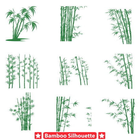 Harmony in Nature Bamboo Silhouette Vectors Offering Zenlike Inspirations for Creativityのイラスト素材