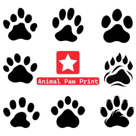 Natures Signature Explore Animal Paw Print Silhouettes for Creative Projectsのイラスト素材