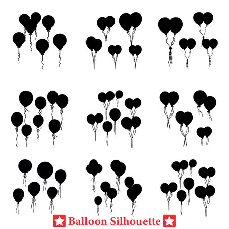 Up, Up, and Away Captivating Balloon Vector Silhouettes for Every Celebration!のイラスト素材