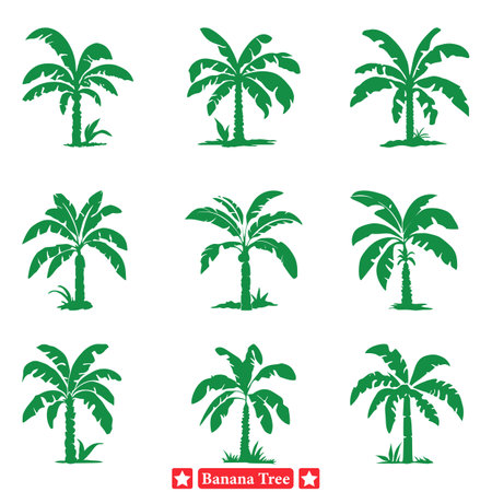 Serenade of the Tropics Banana Tree Vector Silhouette  Captivating Nature Illustration for Creative Venturesのイラスト素材