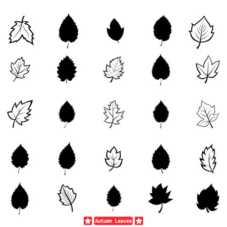 Crisp Fall Air Artistic Vector Silhouettes of Autumn Leavesのイラスト素材