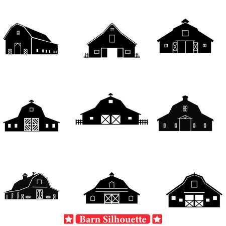 Agrarian Atmosphere Richly Detailed Barn Vector Set for Farming Scenesのイラスト素材